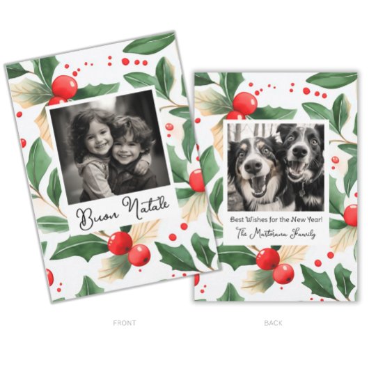 Buon Natale Christmas Kaart Feestelijke Holly Art