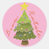 "Buon Natale" Christmas Klassische Runde Aufkleber Ronde Sticker (Voorkant)