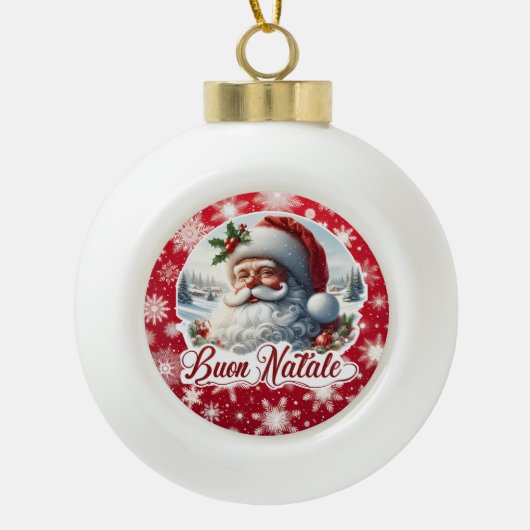 Buon Natale con Babbo Natale Keramische Bal Ornament (Voorkant)