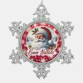 Buon Natale con Babbo Natale Tin Sneeuwvlok Ornament (Voorkant)