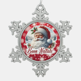 Buon Natale con Babbo Natale Tin Sneeuwvlok Ornament