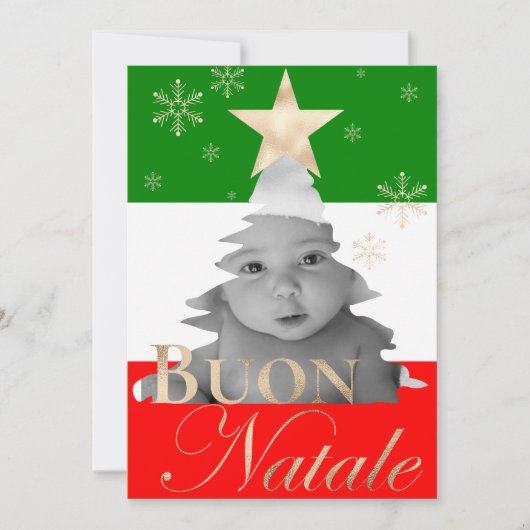 Buon Natale Custom Photo Italiaanse kerstboom Feestdagenkaart (Voorkant)