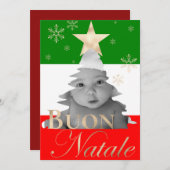 Buon Natale Custom Photo Italiaanse kerstboom Feestdagenkaart (Voorkant / Achterkant)
