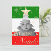 Buon Natale Custom Photo Italiaanse kerstboom Feestdagenkaart (Staand voorkant)