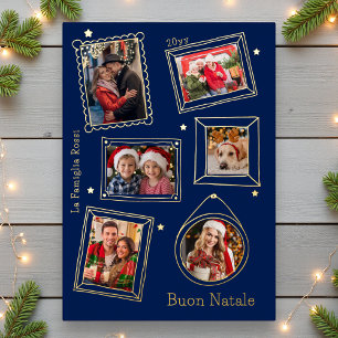 Buon Natale Doodle Lijst Multi Foto Folie Feestdagenkaart