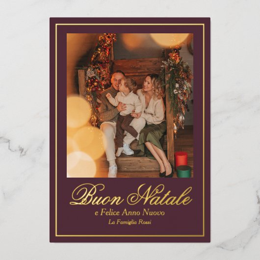 Buon Natale e Felice Anno Nuovo Script Foto Folie Feestdagenkaart (Voorkant)