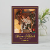 Buon Natale e Felice Anno Nuovo Script Foto Folie Feestdagenkaart (Staand Voorkant)