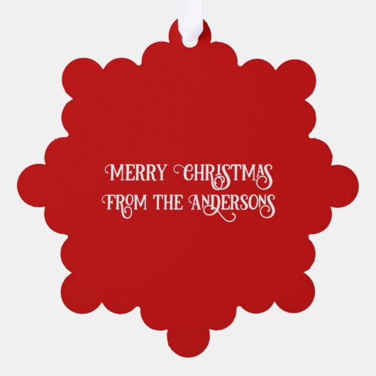 Buon Natale Eenvoudig Rood Label Ornament Kaart (Achterkant)