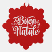 Buon Natale Eenvoudig Rood Label Ornament Kaart (Voorkant)