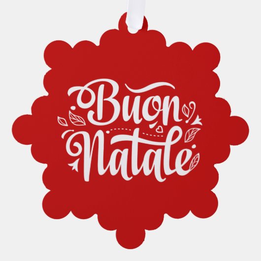 Buon Natale Eenvoudig Rood Label Ornament Kaart (Voorkant)