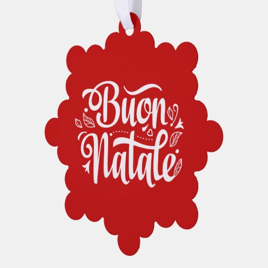 Buon Natale Eenvoudig Rood Label Ornament Kaart (Links)