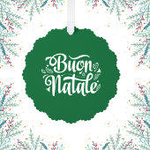 Buon Natale Eenvoudig Rood Label Ornament Kaart