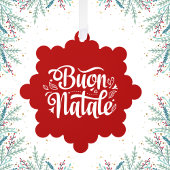 Buon Natale Eenvoudig Rood Label Ornament Kaart