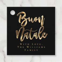 Buon Natale Elegant Black Gold Italiaans kerstfees Bedankjes Labels