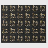 Buon Natale Elegant Black Gold Script Italiaans Cadeaupapier (Vlak)
