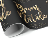Buon Natale Elegant Black Gold Script Italiaans Cadeaupapier (Rol Hoek)