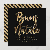 Buon Natale Elegant Black Gold Script Italiaans Feestdagenkaart (Voorkant / Achterkant)