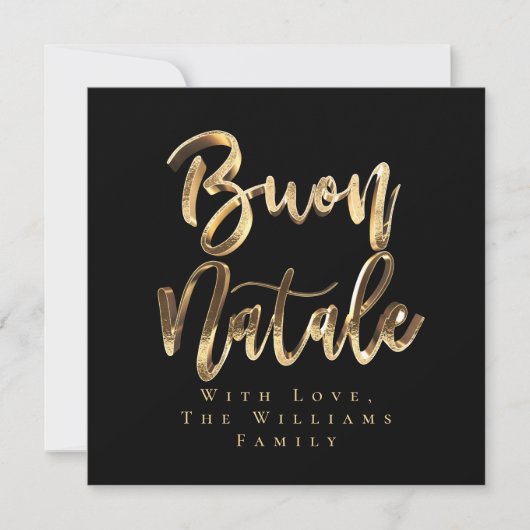 Buon Natale Elegant Black Gold Script Italiaans Feestdagenkaart (Voorkant)