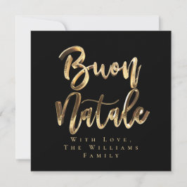 Buon Natale Elegant Black Gold Script Italiaans Feestdagenkaart