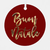 Buon Natale Elegant Faux Gold Italiaans Script Red Metalen Ornament (Voorkant)