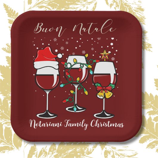 Buon Natale Festive Wine Glass Italiaans kerstfees Papieren Bordje