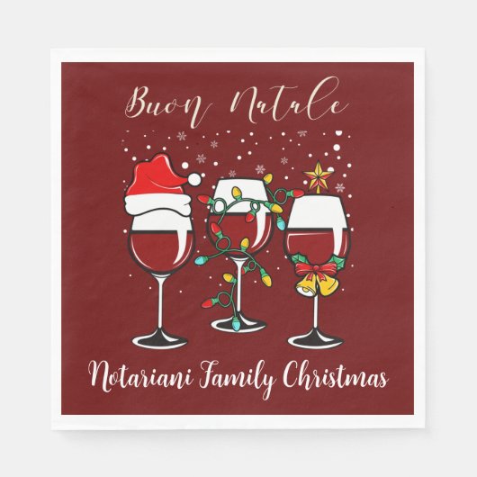 Buon Natale Festive Wine Glass Italiaans kerstfees Servet (Voorkant)