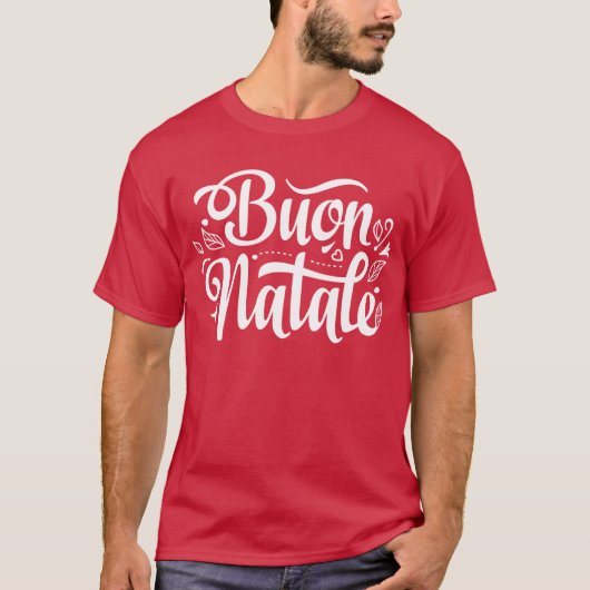 Buon Natale Festive Wine Glass Italiaans kerstfees T-shirt (Voorkant)