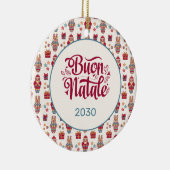 Buon Natale Folk Santa Reindeer Cream Custom Keramisch Ornament (Rechts)