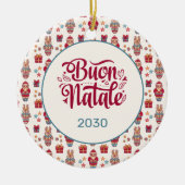 Buon Natale Folk Santa Reindeer Cream Custom Keramisch Ornament (Voorkant)