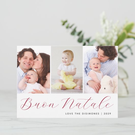 Buon Natale Foto Collage Holiday Feestdagenkaart (Staand voorkant)