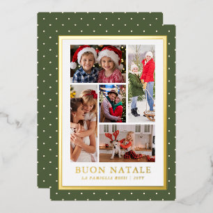 Buon Natale Fotocollage Eenvoudig Modern Folie Feestdagenkaart