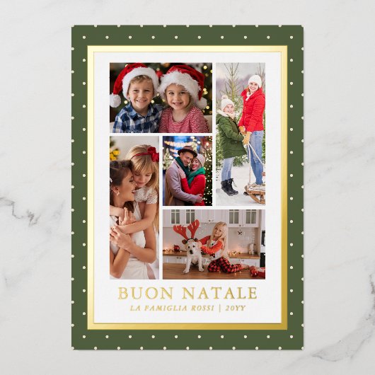 Buon Natale Fotocollage Eenvoudig Modern Folie Feestdagenkaart (Voorkant)
