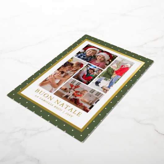 Buon Natale Fotocollage Eenvoudig Modern Folie Feestdagenkaart (Gedraaid)