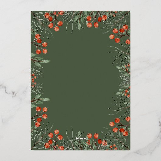 Buon Natale Fotocollage Waterverf Bloemen Folie Feestdagenkaart (Achterkant)