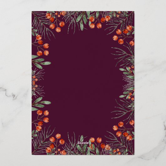 Buon Natale Fotocollage Waterverf Bloemen Folie Feestdagenkaart (Achterkant)