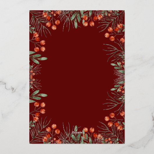 Buon Natale Fotocollage Waterverf Bloemen Folie Feestdagenkaart (Achterkant)