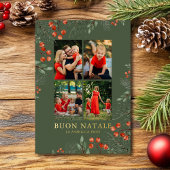 Buon Natale Fotocollage Waterverf Bloemen Folie Feestdagenkaart