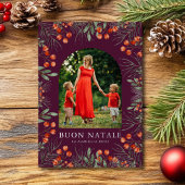 Buon Natale Fotocollage Waterverf Bloemen Folie Feestdagenkaart