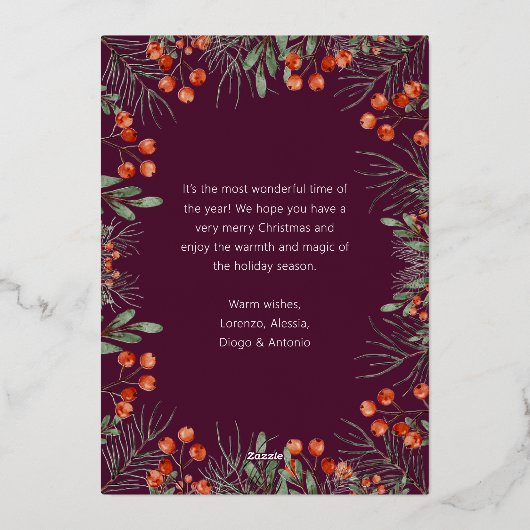 Buon Natale Fotocollage Waterverf Bloemen Folie Feestdagenkaart (Achterkant)