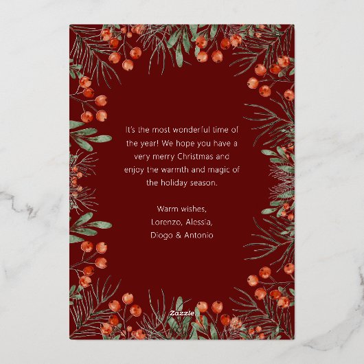 Buon Natale Fotocollage Waterverf Bloemen Folie Feestdagenkaart (Achterkant)