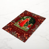 Buon Natale Fotocollage Waterverf Bloemen Folie Feestdagenkaart (Gedraaid)