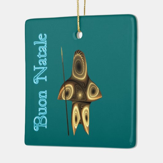 Buon Natale - Fractal Inuit Hunter Keramisch Ornament (Links)