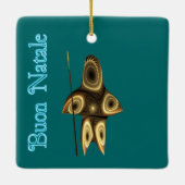 Buon Natale - Fractal Inuit Hunter Keramisch Ornament (Achterkant)