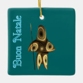 Buon Natale - Fractal Inuit Hunter Keramisch Ornament (Voorkant)