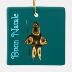 Buon Natale - Fractal Inuit Hunter Keramisch Ornament