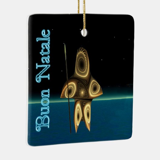 Buon Natale - Fractal Inuit Hunter Keramisch Ornament (Rechts)