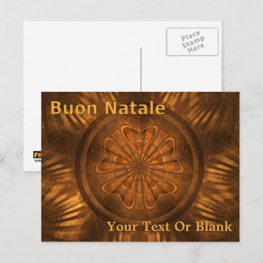 Buon Natale - Fractal Wood Carving Briefkaart (Voorkant / Achterkant)