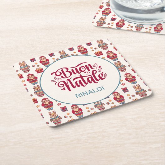 Buon Natale gepersonaliseerd Kartonnen Onderzetters (Schuin)