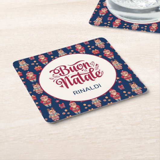 Buon Natale gepersonaliseerd Kartonnen Onderzetters (Schuin)