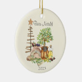 Buon Natale Gepersonaliseerde rustieke Italiaanse  Keramisch Ornament (Rechts)